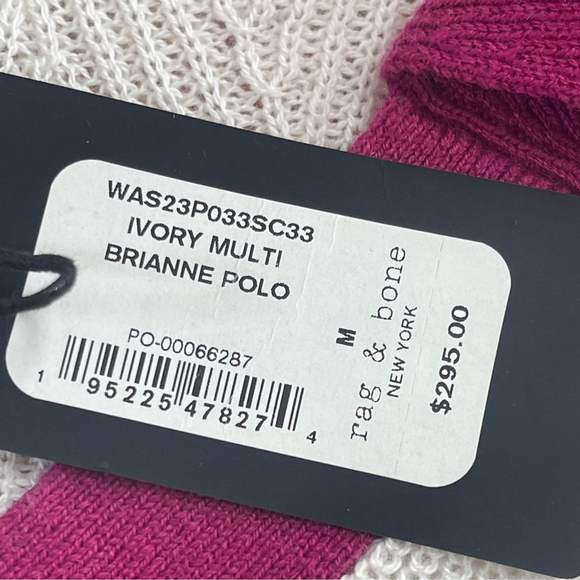 NWT Rag & Bone Brianne Cashmere/Cotton Ivory Knit Polo Academia Sweater, Size M - Picture 8 of 12